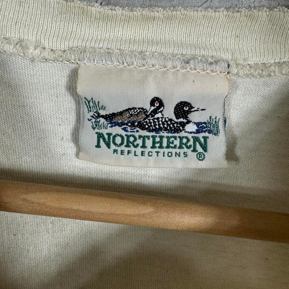 Vintage 90s Northern Reflections cream Embroidered Floral Garden tee shirt Large - Picture 4 of 7